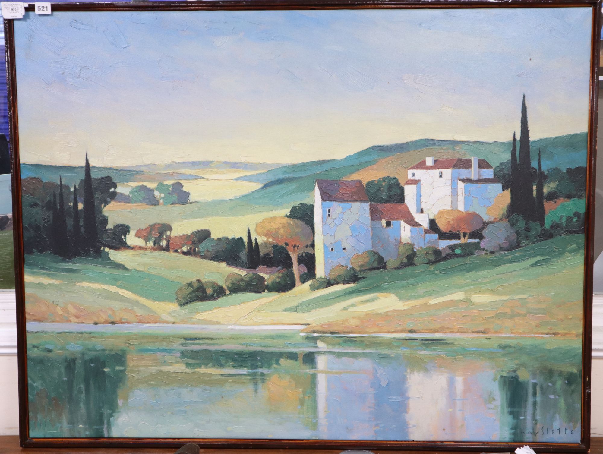 Lay Slette, oileograph, Landscape in Tuscany, signed, 90 x 118cm